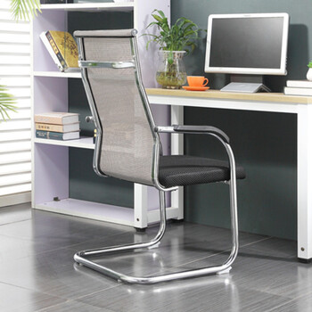 电脑椅家用办公椅职员椅会议椅学生椅弓形靠背网布椅麻将椅子 钢制脚