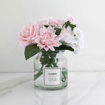 生活宽口透明花瓶玻璃瓶鲜花干花复古花器家居装饰创意简约小清新家居