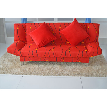 租房迷你单人沙发床双人三人布艺沙发简约客厅经济型 红色【红思纹】