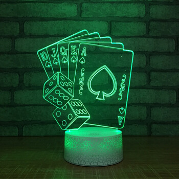 3d小夜灯创意触摸七彩扑克牌视觉灯节能护眼led灯087 裂纹七彩:遥控