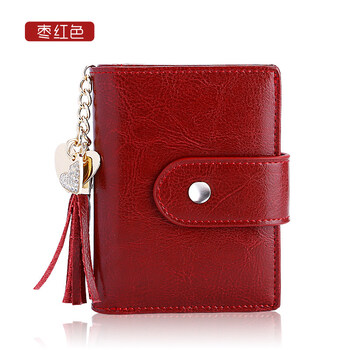 新卡包女式多卡位零包女士驾驶证卡片夹韩版流苏大容量卡套w1 枣红色