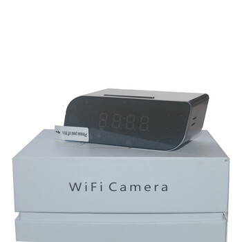 手机远程wifi时钟录像监视器高清wifi网络监控器小型网络摄像头时钟无线摄像机 亮黑 标配+32G卡