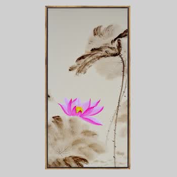 荷花玄关客厅装饰画禅意过道走廊新中式壁画挂画水墨竖版中国风 荷花k