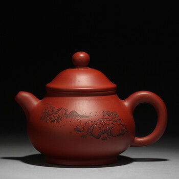 潘壶 朱泥大红袍 山水 180cc 许小亚 国家助理工艺美术师066000次