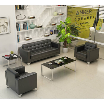 办公沙发茶几组合整套商务接待会客简约三人位办公室沙发现代家具