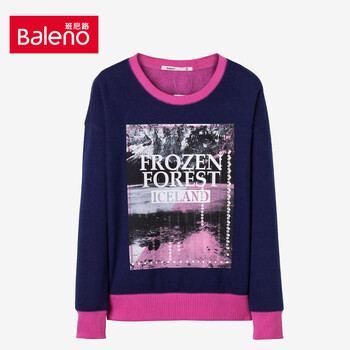 Baleno/班尼路女装新品学院风女卫衣 甜美宽松圆领套头衫 牡丹 M