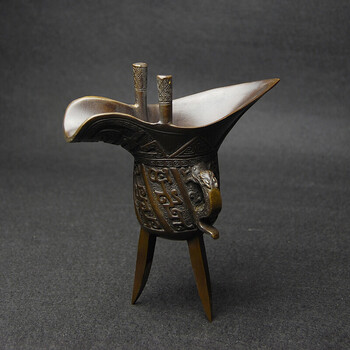 尊礼阁铜酒杯铜仿古爵杯客厅房间酒柜装饰摆件青铜器创意古代酒杯酒具