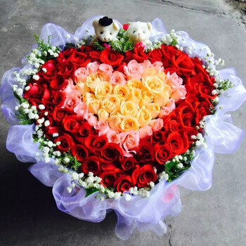 深圳同城女朋友生日99朵红玫瑰花束鲜花速递混搭送闺蜜广州 艳玫红 99