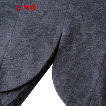 全尚美  2015冬季新款毛呢拼皮加厚夹棉修身款西A2154 黑色 M