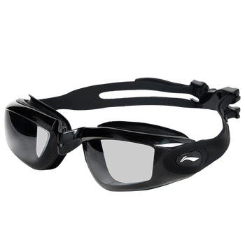 泳镜高清防雾近视成人儿童防水游泳镜男女游泳眼镜大框泳镜 黑色 近视