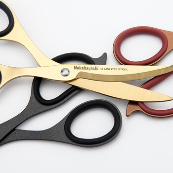 仲林（Nakabayashi）省力剪刀办公家用防粘美工刀DIY工具镀钛涂氟 香槟红 NH-HST180PB