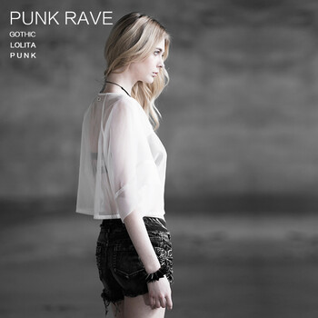 PUNK RAVE设计师品牌夏季新品 高档欧根纱防晒套头衫 女 白色 F(均码)