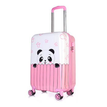 儿童卡通拉杆箱 男女孩可爱旅行箱小箱包 粉色熊猫 18寸