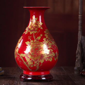 【京东精品】 301景德镇陶瓷摆件瓷器水晶釉插花小花瓶新中式现代时尚