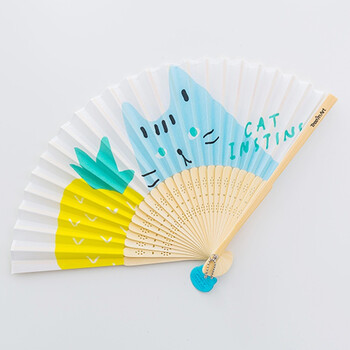 夏季日式小清新布面扇子折扇古风男女式用迷你便携折叠小扇子 吃水果