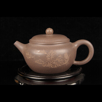 中国古玩 清時代 紫斑銅 龍紋水注 極上細工 茶道具 箱付 AZ2503