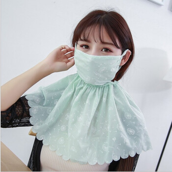 女士户外面罩开车骑车护颈围脖夏季遮阳口罩透气防晒披肩 雪纺蒲公英