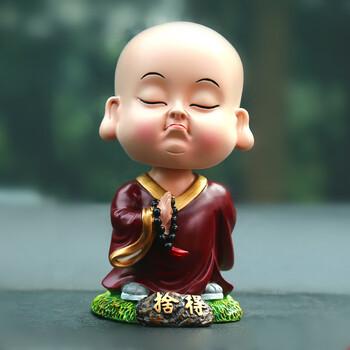 迪加伦 创意小和尚 汽车摆件 可爱卡通摇头公仔 祈福平安弥勒佛 车内