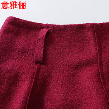 意雅俪 2015秋冬新款女羊毛呢半身裙显瘦裙裤A字裙短裙女伞裙潮 L1087 酒红色 L
