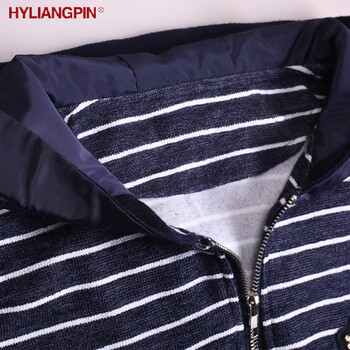 HYLIANGPIN2015中年秋装中长款连帽卫衣女韩版时尚针织条纹开衫外套 绿色 XL
