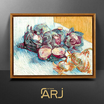 χ 梵高 红卷心菜和洋葱 挂画背景墙欧式手绘客厅玄关装饰画款 喷绘木