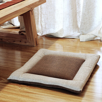 供应棉麻蒲团坐垫 日式加厚方形布艺地板打坐垫子 阳台坐垫 b款 50x50