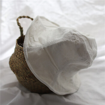 渔夫帽牛仔盆帽可折叠纯棉布帽纯色简约复古帽潮男 棉麻款白色大檐 m