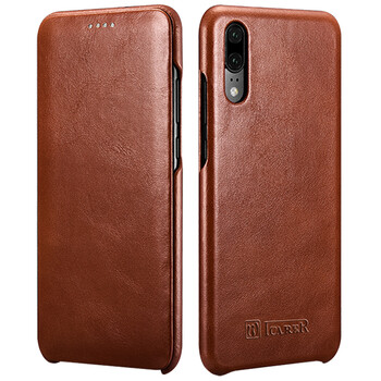 甲度 华为p20pro手机壳保护套奢华复古皮纹手机真皮智能休眠翻盖皮套