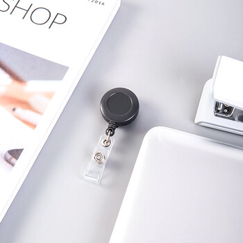 得力（deli）12只工作牌 证件卡易拉扣直径30mm(12个/盒)可伸缩胸卡夹扣 学生胸牌黑灰8309