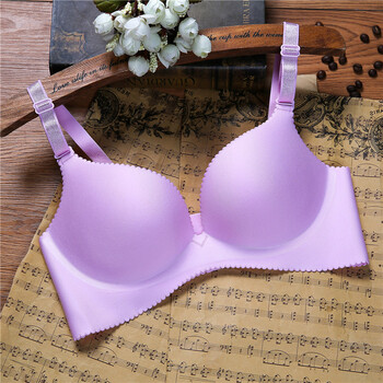 款无痕无钢圈文胸聚拢小胸 大码上托少女胸罩无痕美背内衣 紫色 32