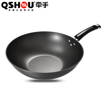 
                                                            牵手炒锅 铁锅 不粘锅少油烟 平底锅炒菜锅 燃气炉煤气炉电磁炉炒锅烹饪锅具炒勺 摔不烂32cm炒锅不带盖                