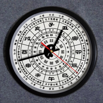 十二时辰挂钟子午流注经络节气中医养生木纹挂表24小时制时钟 日晷式