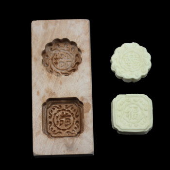 
                                        德立（DOLO） 烘焙模具 卡通 中秋广式冰皮木质月饼模具 馒头绿豆糕甜点南瓜饼模具 福禄寿喜4连模                