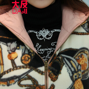 大及服饰 2015春季新品外套上衣 韩版百搭女装防风豹纹两面穿手塞羽绒棉马夹 女 马车红 M