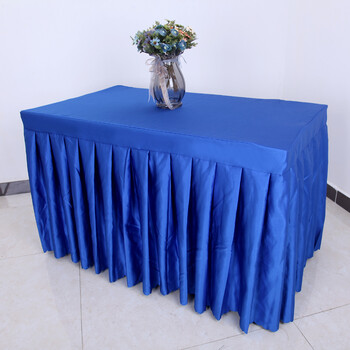 酒店定做会议桌布签到桌裙台裙办公展会活动多色布艺桌套桌罩 宝蓝色