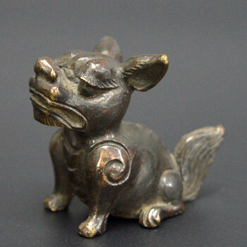 帝泽 古玩青铜器全铜黑漆古小旺财狗黄铜生肖狗书桌客厅办公室家居