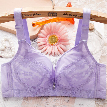文胸无钢圈无海绵胸罩小罩杯调整型收副乳内衣夏季款 浅紫色 36/80c