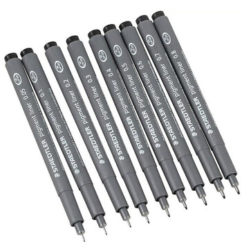 施德楼（STAEDTLER）针管笔勾线笔 0.1mm纤维头耐擦防水直液签字笔 美术绘图描线速干笔 2支装30801-9