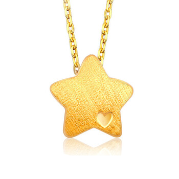 瑞诺 足金五角星吊坠 女款黄金项链 时尚礼物饰品 情人节礼物 金星