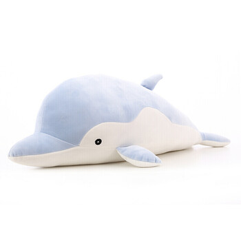 芳庭海豚抱枕公仔毛绒玩具搞怪玩偶女生可爱床上抱枕 浅蓝色 70厘米