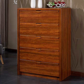 现代新中式实木烤漆乌金木色五斗柜卧室五斗橱储物柜抽屉柜收纳柜
