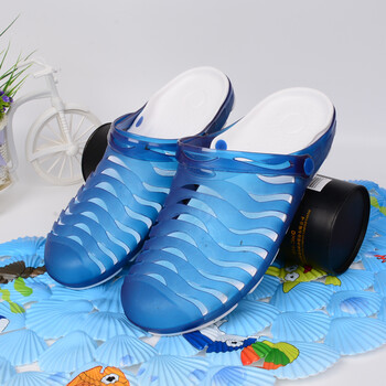 大码男士洞洞鞋46夏季休闲沙滩鞋包头水晶花园凉鞋47码1wl 天蓝色 47