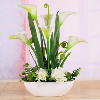 马蹄莲仿真花假花装饰花摆件塑料花盆栽花艺装饰品仿真花客厅摆设 白
