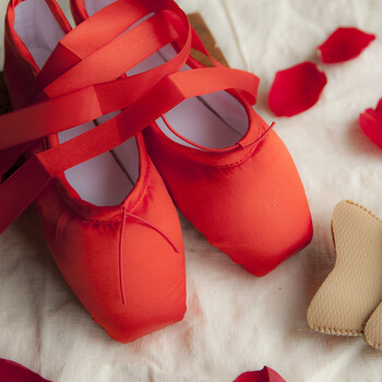 卓比特(zebetter)芭蕾舞鞋练功表演鞋儿童足尖鞋布缎面舞蹈鞋女绑带