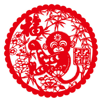 福猴大吉大利 gbk0203个性一百门贴剪纸装饰画定做个性静电窗花贴橱窗