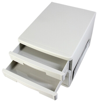 得力（deli）5层办公桌书桌桌面收纳盒文件柜收纳柜抽屉式 A4拉手资料 带索引标签学科试卷分类收纳 灰色9773