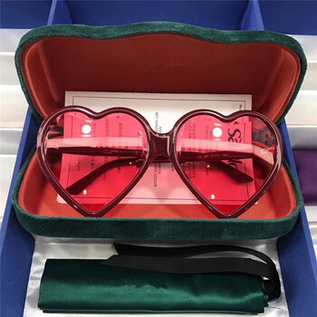 眼镜爱心框酷圆脸显瘦个性明星网红同款 红框红片【图片 价格 品牌