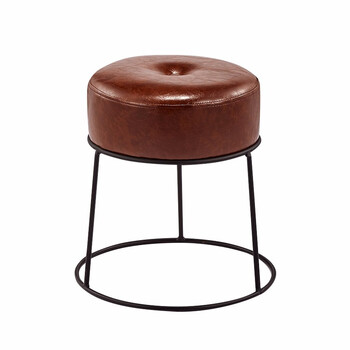 容源 凳子休闲换鞋凳圆凳小凳子沙发凳现代简约皮凳子 深棕色 37cm高