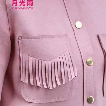 月光雨    2015秋冬新款韩版休闲服女装时尚修身显瘦短外套暗扣夹克上衣百搭 潮 粉色 XL