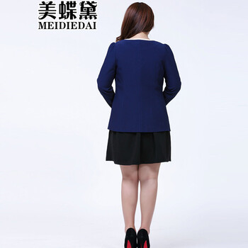 美蝶黛2015小西装大码西服修身女士休闲显瘦女西装外套 深蓝色 XXXL
